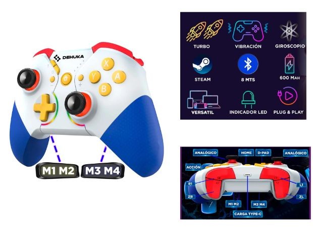 &uu JOYSTICK NINTENDO SWITCH BLANCO Y AZUL (99840)